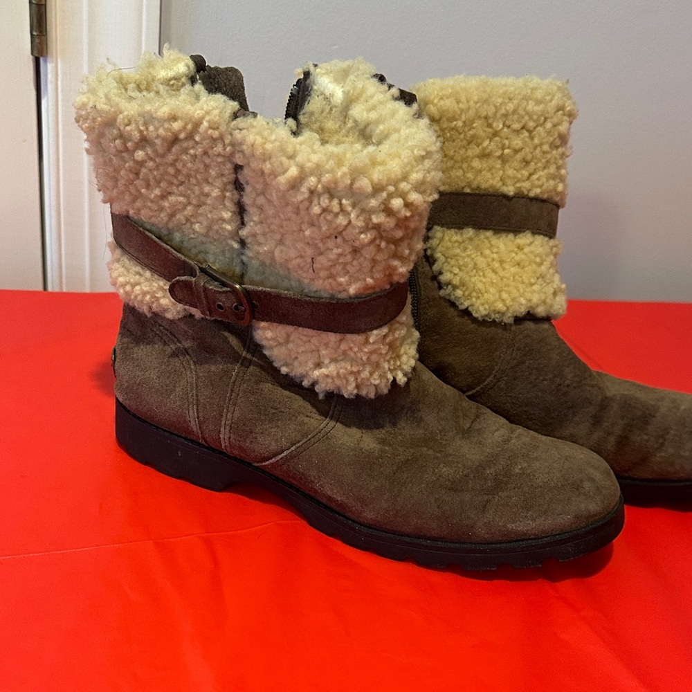 UGG Chestnut Suede Boots with Black Sole